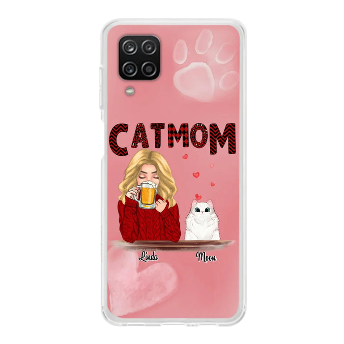 Custom Personalized Pet Mom Phone Case - Pet Mom With Beer And Upto 4 Pets - Case For iPhone, Samsung and Xiaomi