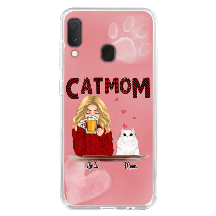 Custom Personalized Pet Mom Phone Case - Pet Mom With Beer And Upto 4 Pets - Case For iPhone, Samsung and Xiaomi