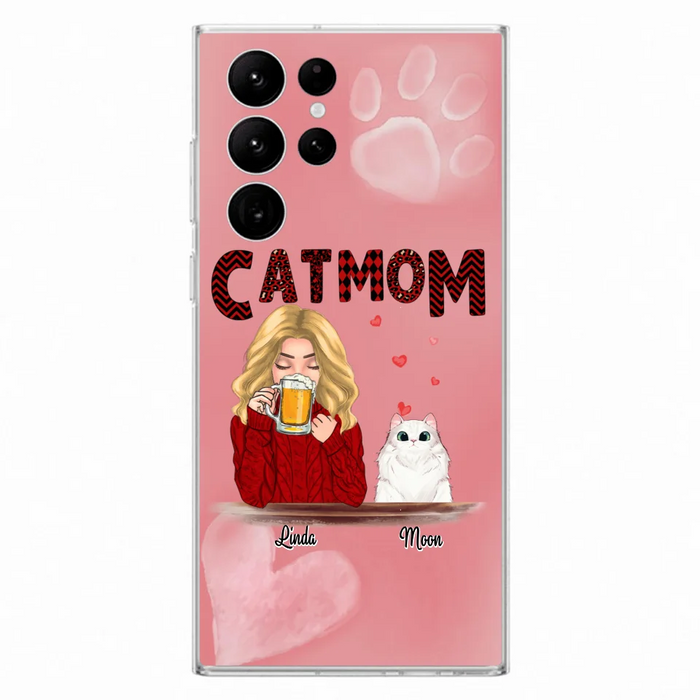 Custom Personalized Pet Mom Phone Case - Pet Mom With Beer And Upto 4 Pets - Case For iPhone, Samsung and Xiaomi