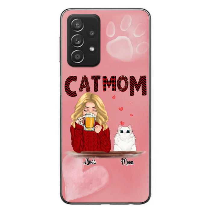 Custom Personalized Pet Mom Phone Case - Pet Mom With Beer And Upto 4 Pets - Case For iPhone, Samsung and Xiaomi