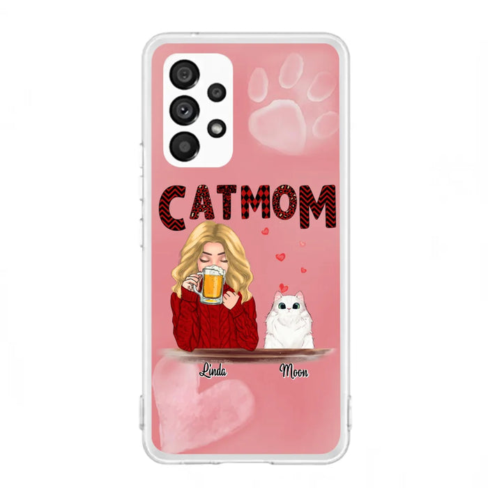 Custom Personalized Pet Mom Phone Case - Pet Mom With Beer And Upto 4 Pets - Case For iPhone, Samsung and Xiaomi