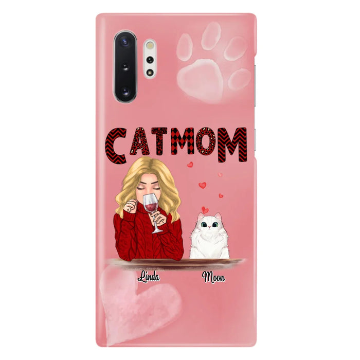 Custom Personalized Pet Mom Phone Case - Pet Mom With Wine And Upto 4 Pets - Case For iPhone, Samsung and Xiaomi