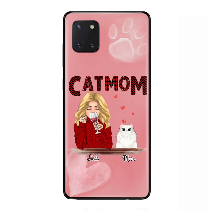 Custom Personalized Pet Mom Phone Case - Pet Mom With Wine And Upto 4 Pets - Case For iPhone, Samsung and Xiaomi