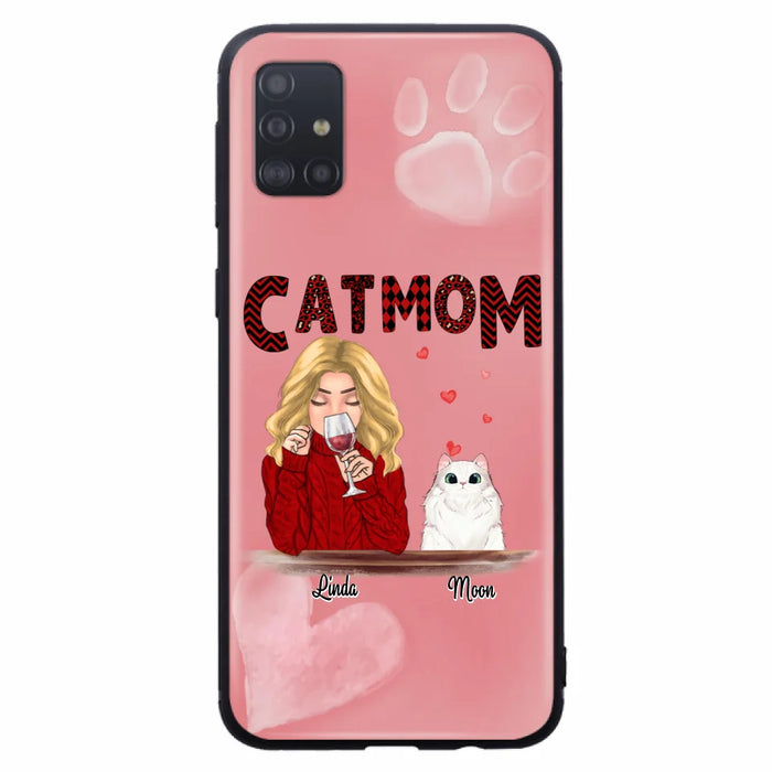 Custom Personalized Pet Mom Phone Case - Pet Mom With Wine And Upto 4 Pets - Case For iPhone, Samsung and Xiaomi