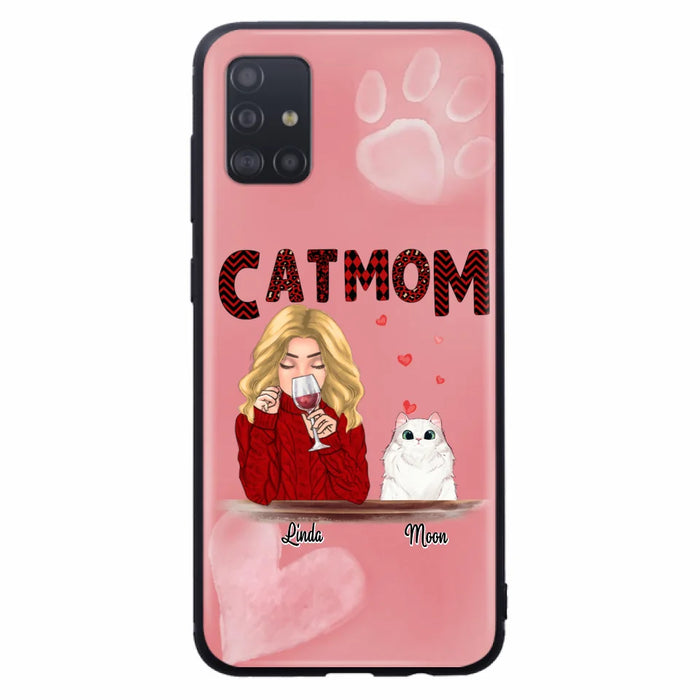 Custom Personalized Pet Mom Phone Case - Pet Mom With Wine And Upto 4 Pets - Case For iPhone, Samsung and Xiaomi