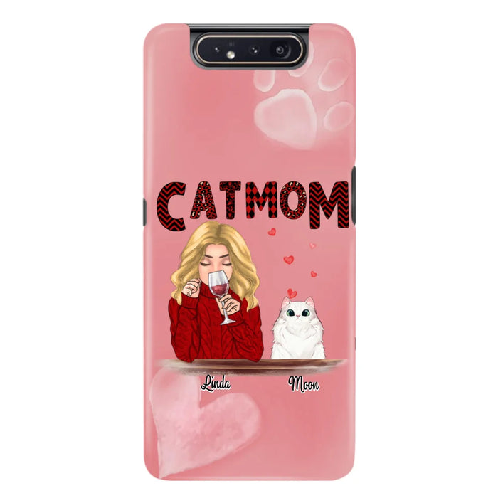 Custom Personalized Pet Mom Phone Case - Pet Mom With Wine And Upto 4 Pets - Case For iPhone, Samsung and Xiaomi