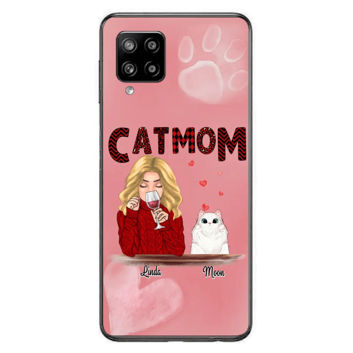 Custom Personalized Pet Mom Phone Case - Pet Mom With Wine And Upto 4 Pets - Case For iPhone, Samsung and Xiaomi