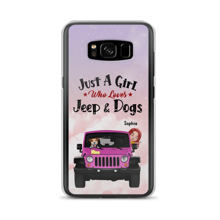 Custom Personalized Dog Mom & Off-road Phone Case- Up to 5 Dogs - Best Gift For Dog Lovers/Mother's Day - Just A Girl - Cases For iPhone And Samsung