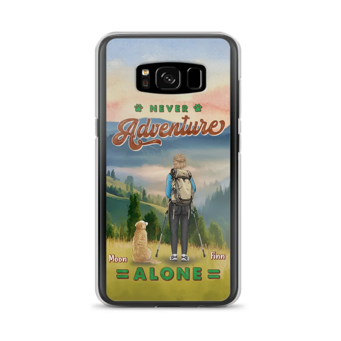 Custom Personalized Solo Hiking With Dogs Phone Case - Woman/Man With Upto 4 Dogs - Gift Idea For Hiking Lovers - Cases For iPhone and Samsung