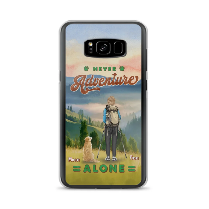 Custom Personalized Solo Hiking With Dogs Phone Case - Woman/Man With Upto 4 Dogs - Gift Idea For Hiking Lovers - Cases For iPhone and Samsung