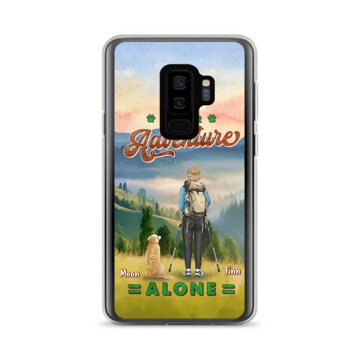 Custom Personalized Solo Hiking With Dogs Phone Case - Woman/Man With Upto 4 Dogs - Gift Idea For Hiking Lovers - Cases For iPhone and Samsung