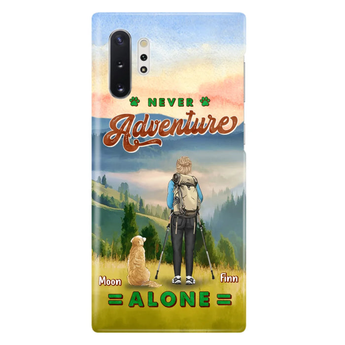 Custom Personalized Solo Hiking With Dogs Phone Case - Woman/Man With Upto 4 Dogs - Gift Idea For Hiking Lovers - Cases For iPhone and Samsung