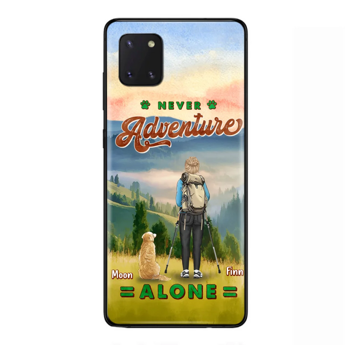 Custom Personalized Solo Hiking With Dogs Phone Case - Woman/Man With Upto 4 Dogs - Gift Idea For Hiking Lovers - Cases For iPhone and Samsung