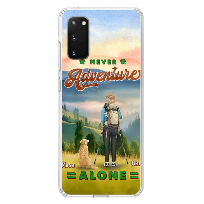 Custom Personalized Solo Hiking With Dogs Phone Case - Woman/Man With Upto 4 Dogs - Gift Idea For Hiking Lovers - Cases For iPhone and Samsung