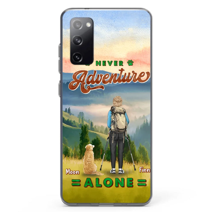 Custom Personalized Solo Hiking With Dogs Phone Case - Woman/Man With Upto 4 Dogs - Gift Idea For Hiking Lovers - Cases For iPhone and Samsung