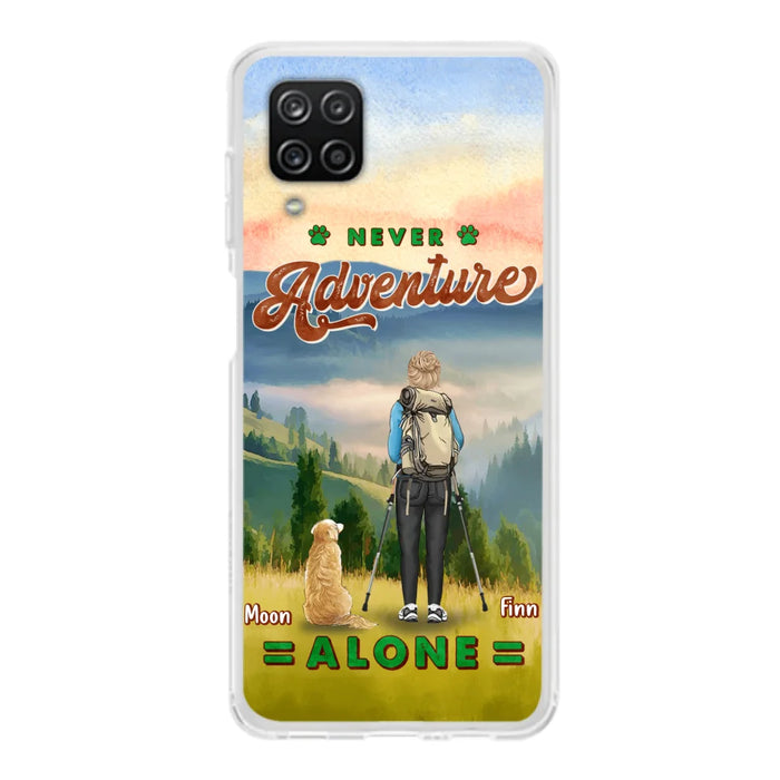 Custom Personalized Solo Hiking With Dogs Phone Case - Woman/Man With Upto 4 Dogs - Gift Idea For Hiking Lovers - Cases For iPhone and Samsung