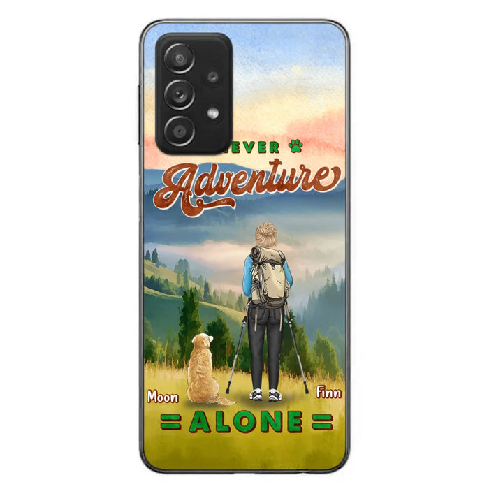 Custom Personalized Solo Hiking With Dogs Phone Case - Woman/Man With Upto 4 Dogs - Gift Idea For Hiking Lovers - Cases For iPhone and Samsung