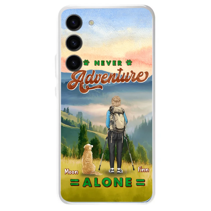 Custom Personalized Solo Hiking With Dogs Phone Case - Woman/Man With Upto 4 Dogs - Gift Idea For Hiking Lovers - Cases For iPhone and Samsung