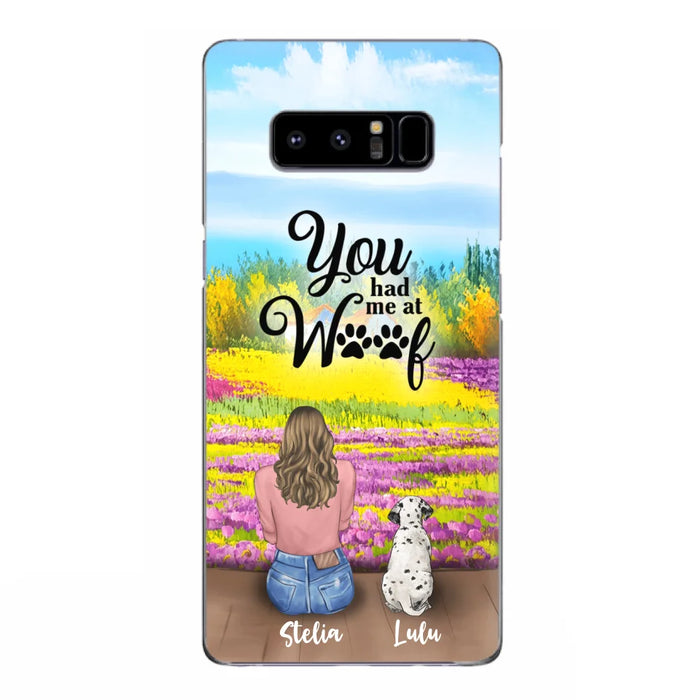 Custom Personalized Dog Mom With Flowers Background Phone Case - Gifts For Dog Lovers With Upto 4 Dogs - You Had Me At Woof - Case For iPhone, Samsung And Xiaomi - L4E2ZU