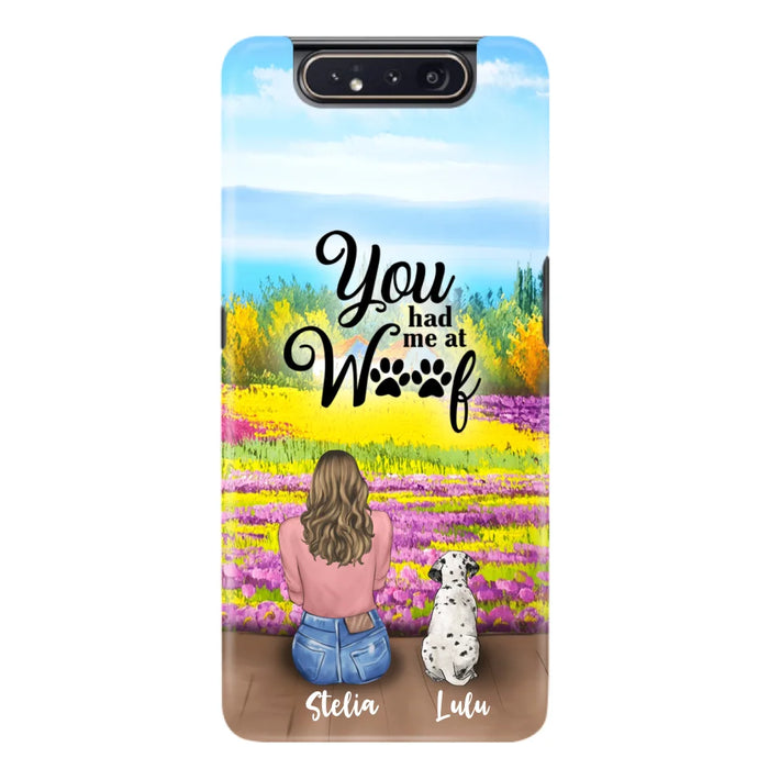 Custom Personalized Dog Mom With Flowers Background Phone Case - Gifts For Dog Lovers With Upto 4 Dogs - You Had Me At Woof - Case For iPhone, Samsung And Xiaomi - L4E2ZU