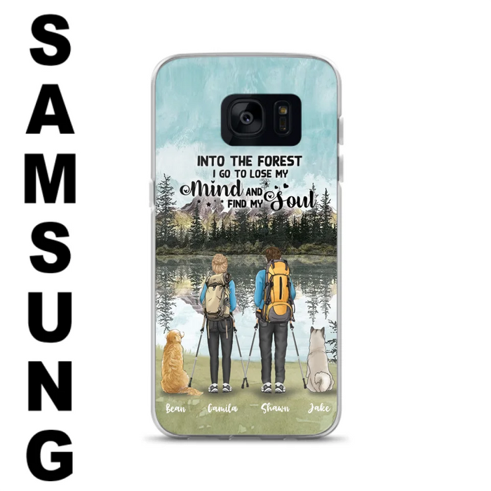 Custom Personalized Hiking Couple With Dogs Phone Case - Couple With Upto 2 Pets - Case For iPhone and Samsung - Q67GXN