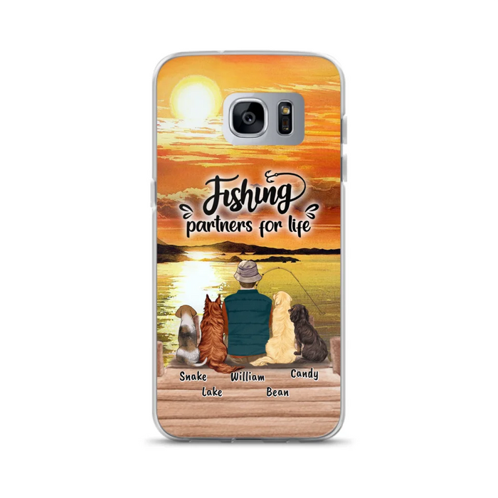 Custom Personalized Fishing Man Phone Case - Upto 4 Dogs - Phone Case For iPhone and Samsung - 4TC88X