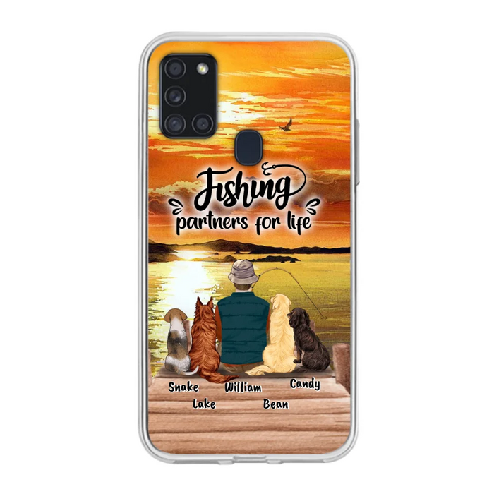 Custom Personalized Fishing Man Phone Case - Upto 4 Dogs - Phone Case For iPhone and Samsung - 4TC88X