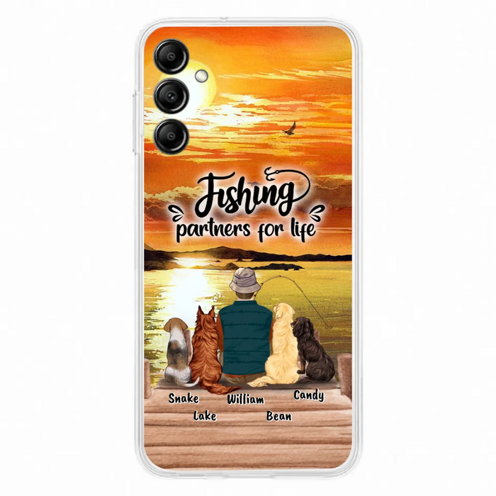 Custom Personalized Fishing Man Phone Case - Upto 4 Dogs - Phone Case For iPhone and Samsung - 4TC88X