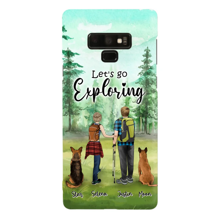 Custom Personalized Trekking Woods Couple With Dogs Phone Case - Couple With Upto 2 Pets - Case For iPhone and Samsung - 6CIAJ9