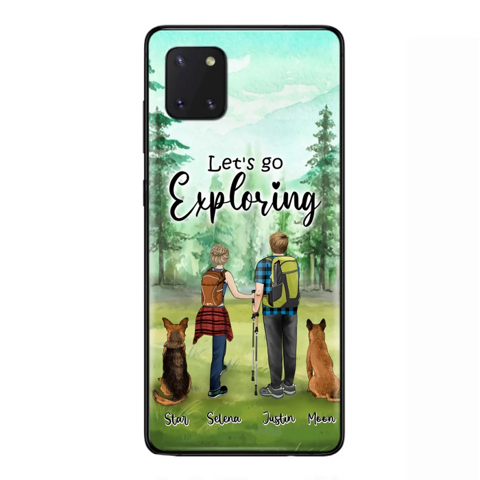 Custom Personalized Trekking Woods Couple With Dogs Phone Case - Couple With Upto 2 Pets - Case For iPhone and Samsung - 6CIAJ9