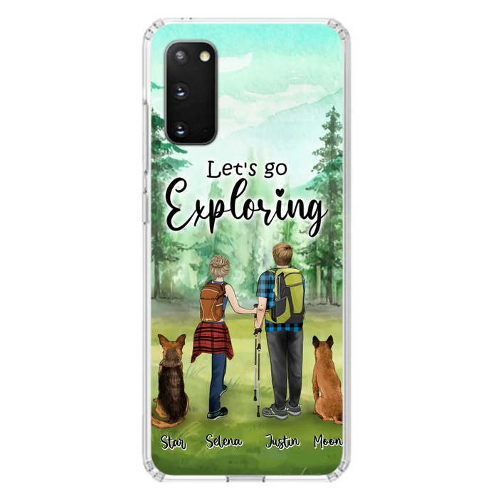 Custom Personalized Trekking Woods Couple With Dogs Phone Case - Couple With Upto 2 Pets - Case For iPhone and Samsung - 6CIAJ9