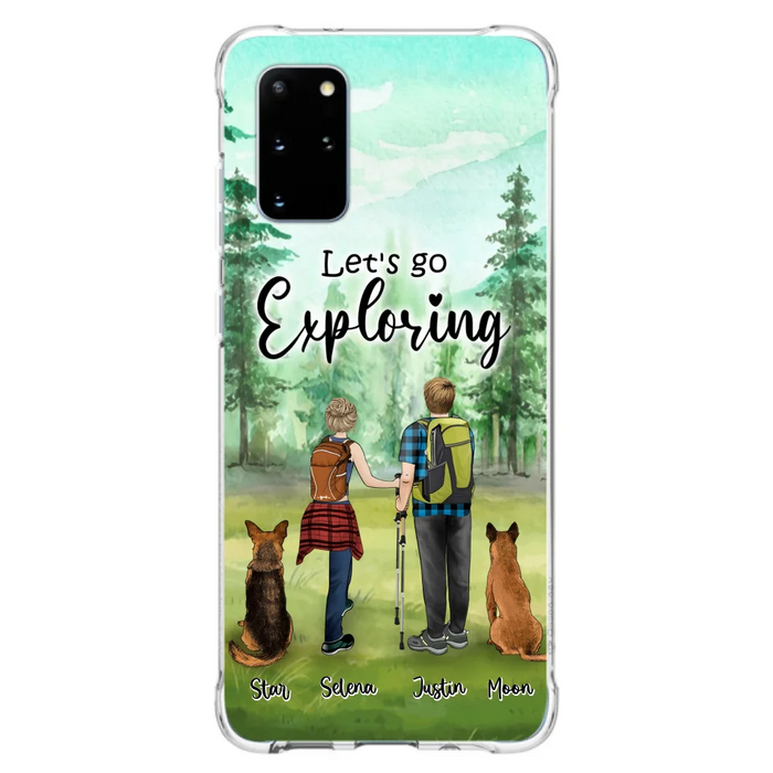 Custom Personalized Trekking Woods Couple With Dogs Phone Case - Couple With Upto 2 Pets - Case For iPhone and Samsung - 6CIAJ9