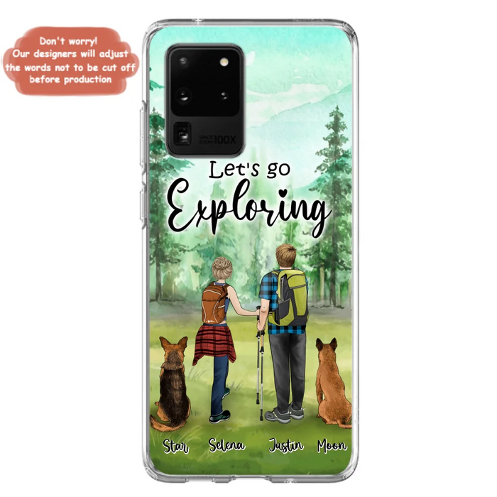 Custom Personalized Trekking Woods Couple With Dogs Phone Case - Couple With Upto 2 Pets - Case For iPhone and Samsung - 6CIAJ9