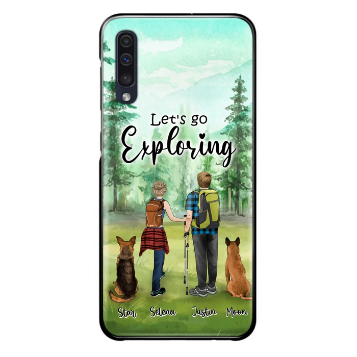 Custom Personalized Trekking Woods Couple With Dogs Phone Case - Couple With Upto 2 Pets - Case For iPhone and Samsung - 6CIAJ9