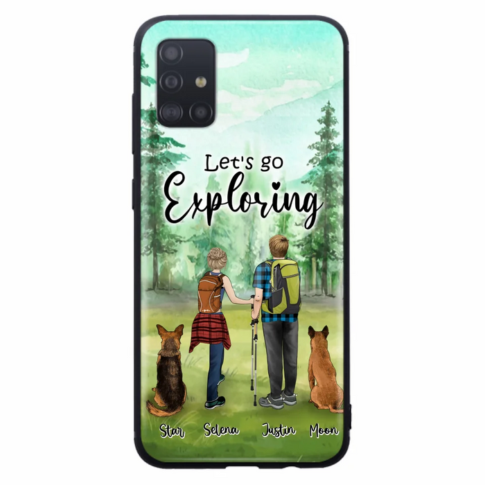 Custom Personalized Trekking Woods Couple With Dogs Phone Case - Couple With Upto 2 Pets - Case For iPhone and Samsung - 6CIAJ9