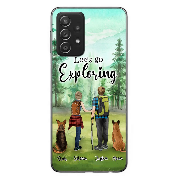 Custom Personalized Trekking Woods Couple With Dogs Phone Case - Couple With Upto 2 Pets - Case For iPhone and Samsung - 6CIAJ9