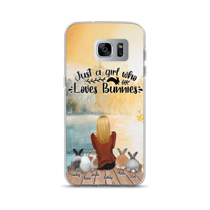 Custom Personalized Rabbit Mom Phone Case - Gifts For Rabbit Lovers With Upto 5 Rabbits - Just A Gril Who Loves Bunnies