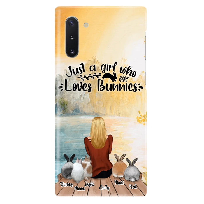 Custom Personalized Rabbit Mom Phone Case - Gifts For Rabbit Lovers With Upto 5 Rabbits - Just A Gril Who Loves Bunnies