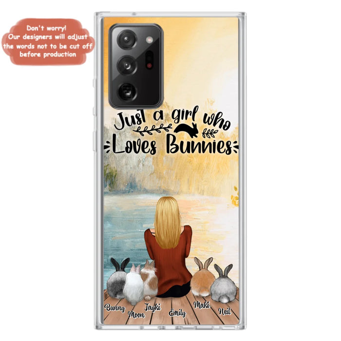 Custom Personalized Rabbit Mom Phone Case - Gifts For Rabbit Lovers With Upto 5 Rabbits - Just A Gril Who Loves Bunnies