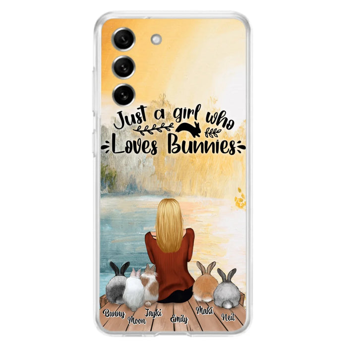 Custom Personalized Rabbit Mom Phone Case - Gifts For Rabbit Lovers With Upto 5 Rabbits - Just A Gril Who Loves Bunnies