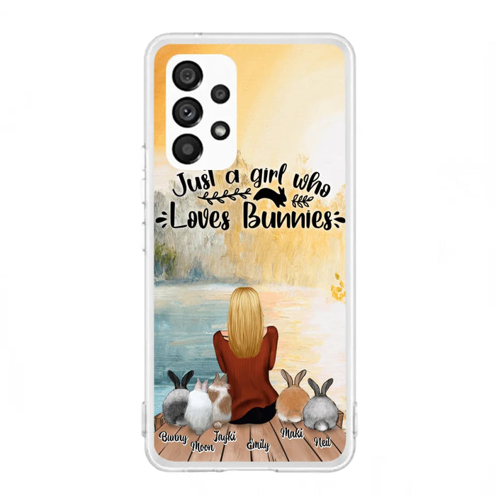 Custom Personalized Rabbit Mom Phone Case - Gifts For Rabbit Lovers With Upto 5 Rabbits - Just A Gril Who Loves Bunnies