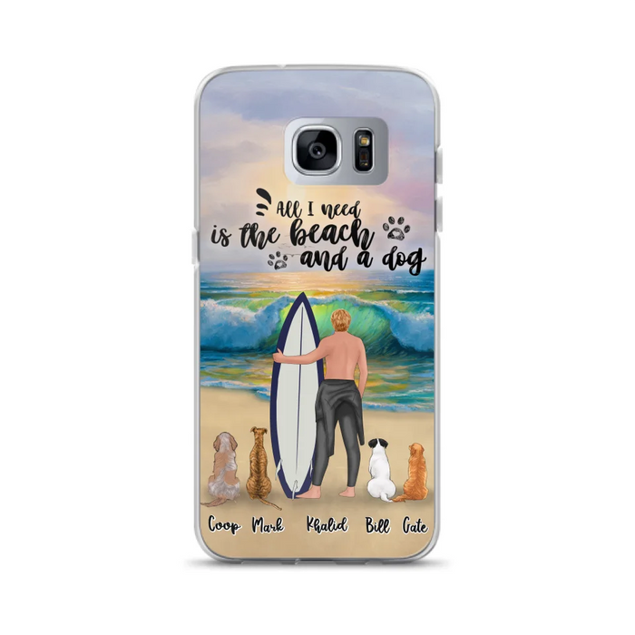 Custom Personalized Surfing Phone Case - Woman/Man With Upto 4 Pets  - Phone Case For iPhone and Samsung - To the Ocean I go - CCS180