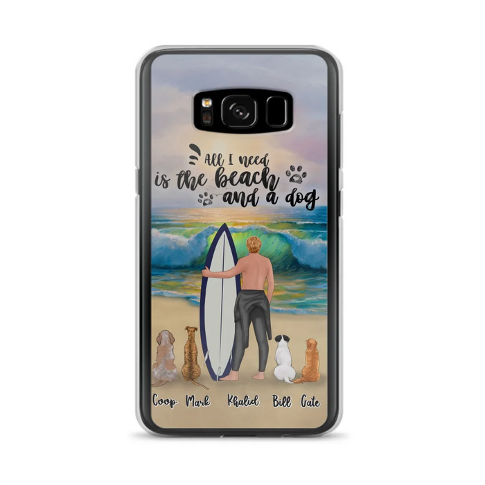 Custom Personalized Surfing Phone Case - Woman/Man With Upto 4 Pets  - Phone Case For iPhone and Samsung - To the Ocean I go - CCS180