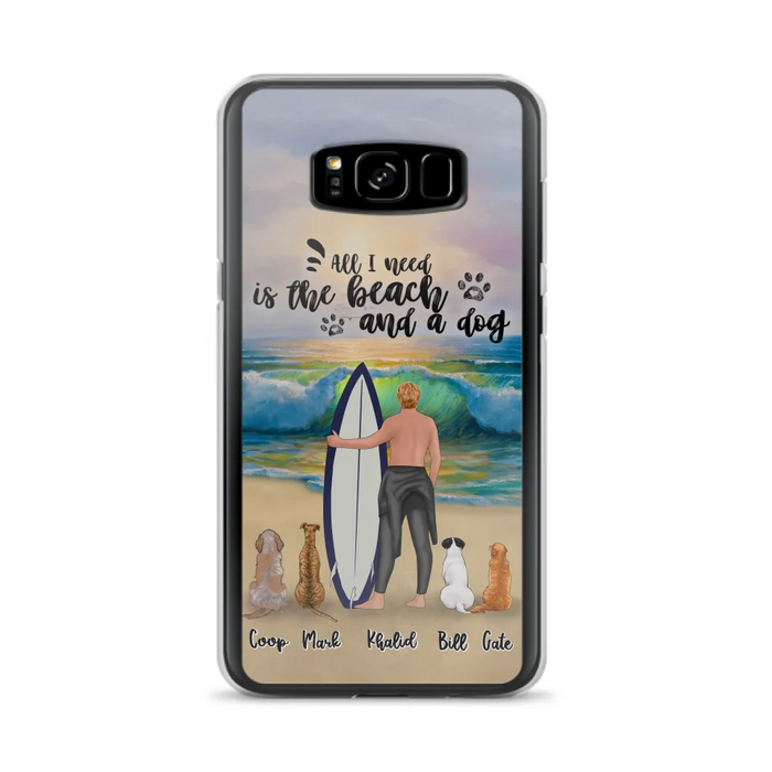 Custom Personalized Surfing Phone Case - Woman/Man With Upto 4 Pets  - Phone Case For iPhone and Samsung - To the Ocean I go - CCS180