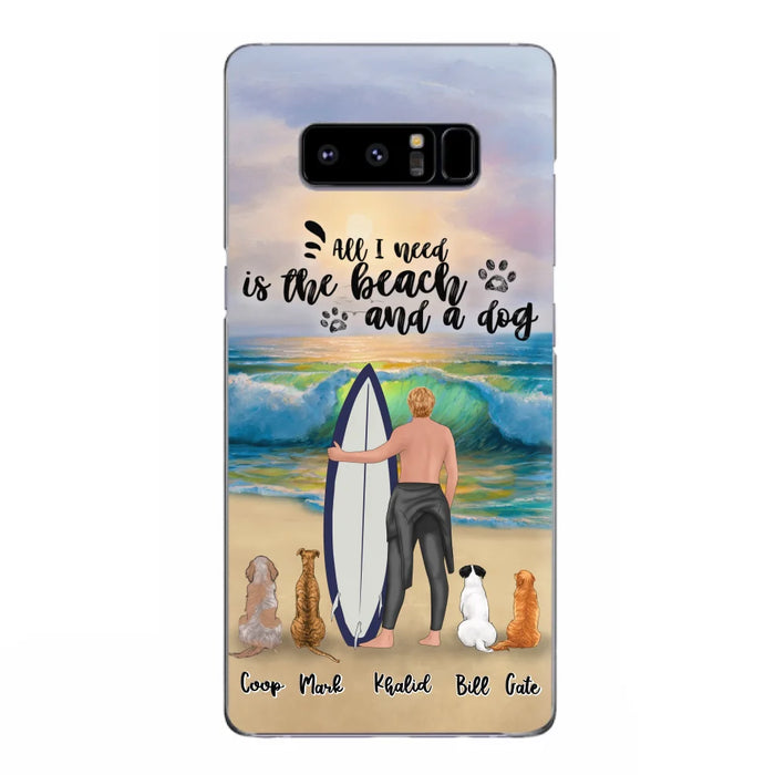 Custom Personalized Surfing Phone Case - Woman/Man With Upto 4 Pets  - Phone Case For iPhone and Samsung - To the Ocean I go - CCS180