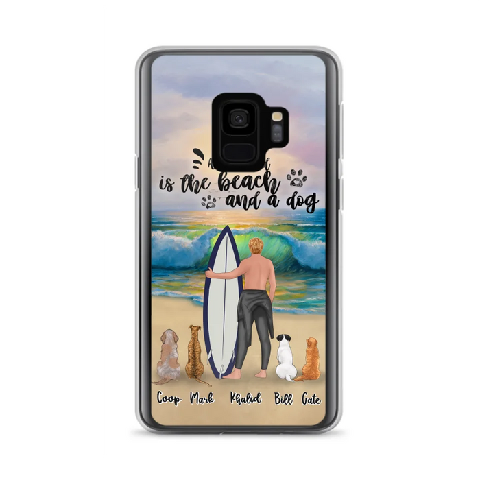 Custom Personalized Surfing Phone Case - Woman/Man With Upto 4 Pets  - Phone Case For iPhone and Samsung - To the Ocean I go - CCS180