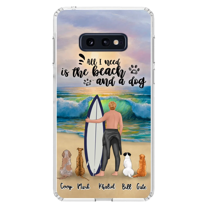 Custom Personalized Surfing Phone Case - Woman/Man With Upto 4 Pets  - Phone Case For iPhone and Samsung - To the Ocean I go - CCS180