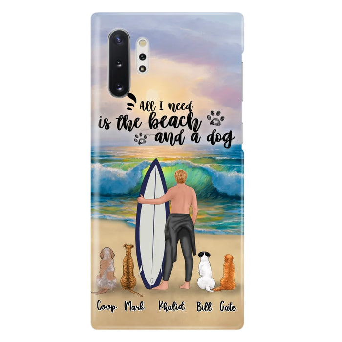 Custom Personalized Surfing Phone Case - Woman/Man With Upto 4 Pets  - Phone Case For iPhone and Samsung - To the Ocean I go - CCS180