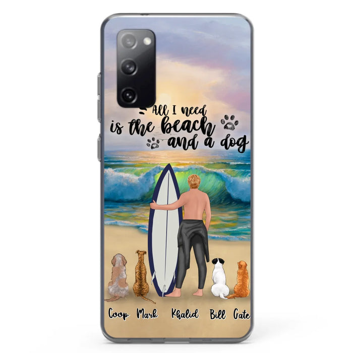 Custom Personalized Surfing Phone Case - Woman/Man With Upto 4 Pets  - Phone Case For iPhone and Samsung - To the Ocean I go - CCS180