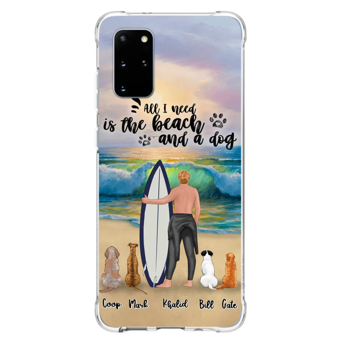 Custom Personalized Surfing Phone Case - Woman/Man With Upto 4 Pets  - Phone Case For iPhone and Samsung - To the Ocean I go - CCS180